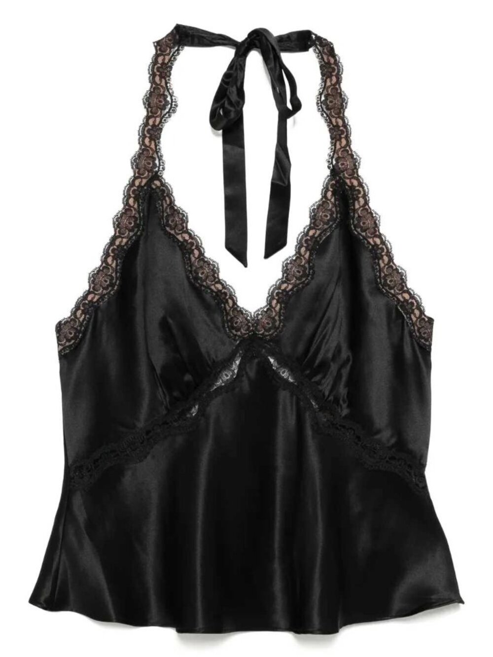 Reformation Monica Silk Top Black Halter Open Back Tie Neck XS